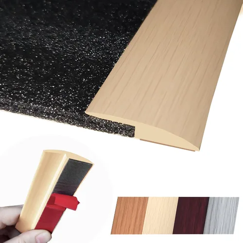 Vista 8 de Tira de transición de piso de 1/5 pulgadas de altura, alfombra autoadhesiva, baldosas de madera, cubierta de transición laminada, borde de puerta