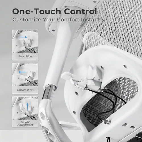 Vista 5 de Welax Silla de oficina ergonómica con reposapiés, silla de oficina de malla con reposabrazos 6D y reposacabezas 3D, silla de escritorio S9 Pro
