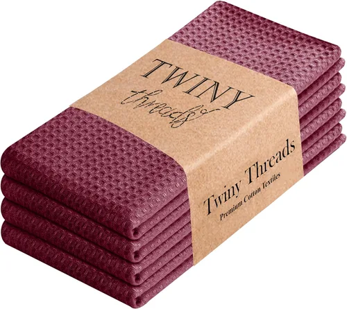 Vista 86 de TWINY threads Juego de toallas de cocina con diseño de diamante, 100% algodón, trapos grandes y trapos de lavado, absorbentes de secado rápido