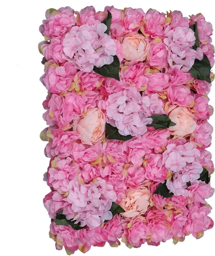 Vista 27 de Panel de pared de flores artificiales 3D, 24 x 16 pulgadas, 10 paneles de fondo de pared para exteriores, interiores, fiestas, bodas, día de San
