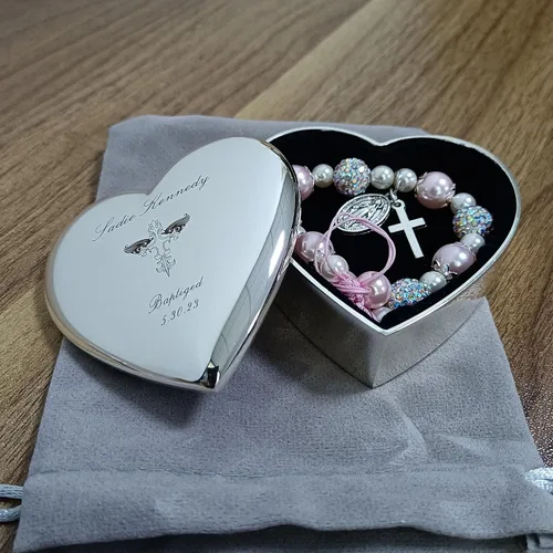 Vista 5 de Caja de recuerdo de joyería de corazón personalizada, aniversario para amiga, compañera de trabajo, esposa o hija, regalos con nombre grabado