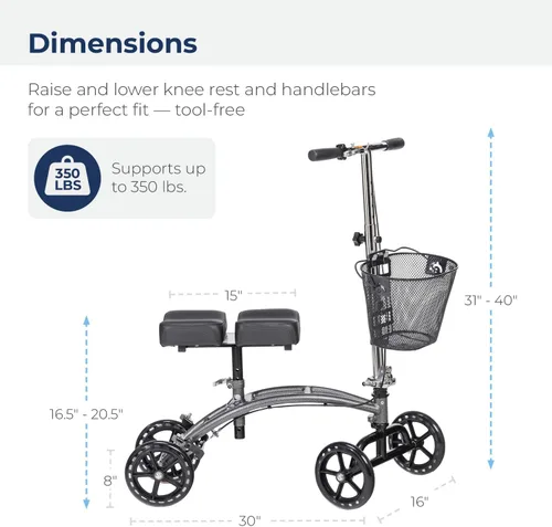 Vista 7 de [Usado] Drive Medical 796 Andador de rodilla orientable con altura ajustable, patinete de rodilla, andador de pierna, alternativa a la muleta