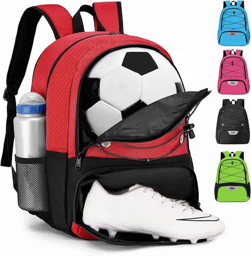 Vista 13 de Hsmihair - Mochila de fútbol juvenil - Mochila para fútbol y baloncesto, con compartimento para pelota y tacos separados
