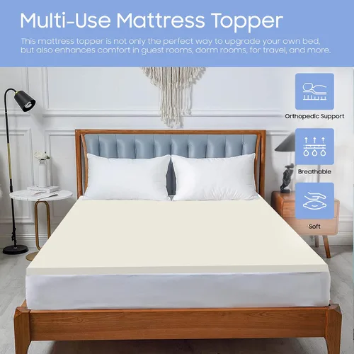Vista 2 de Greaton Cubrecolchón de espuma de 2 pulgadas con soporte corporal perfecto, cubrecama cómodo y suave para una máxima relajación, mejora el dolor