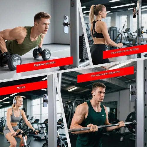 Vista 6 de Soporte magnético para teléfono para gimnasio, potente base magnética N52, soporte magnético ajustable multiángulo para teléfono, accesorios
