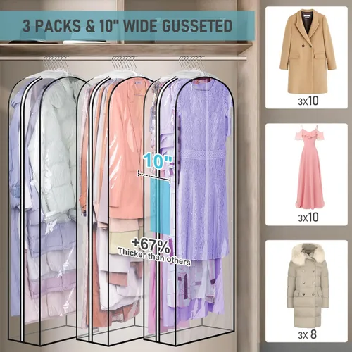 Vista 2 de MISSLO Paquete de 3 bolsas de ropa de 43 pulgadas + 3 bolsas de ropa de 60 pulgadas