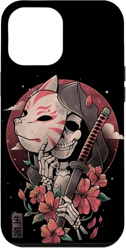 Vista 25 de iPhone 16 Death Messenger Japanese Aesthetics Grim Reaper Kitsune Mask Case