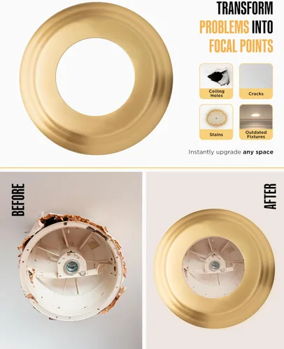 Vista 4 de The Can Converter Medallón de Techo para Luz de Lata Empotrada – Mejora del Hogar Anillo Decorativo de Acero Biselado Goof Ring y Placa de Cubierta
