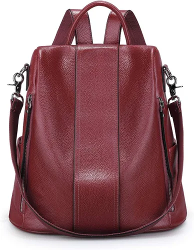 Vista 16 de S-ZONE - Mochila de piel suave para mujer, antirrobo, mediana, bolsa de hombro 2-negro