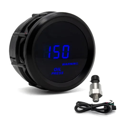 Vista 8 de Medidor digital para automóvil de 2.047 in con LED azul (temperatura del aceite 104-302F)