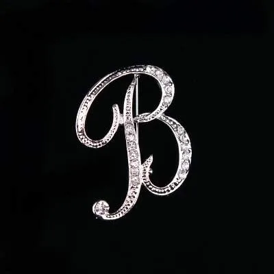 Vista 5 de LONG TIANTIAN 2 broches con inicial, delicado alfabeto con diamantes de imitación, broche con inicial de diamantes de imitación, joyería de letras