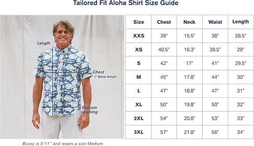 Vista 3 de Reyn Spooner Camisa hawaiana Aloha para hombre, estampado escénico, botón frontal a medida