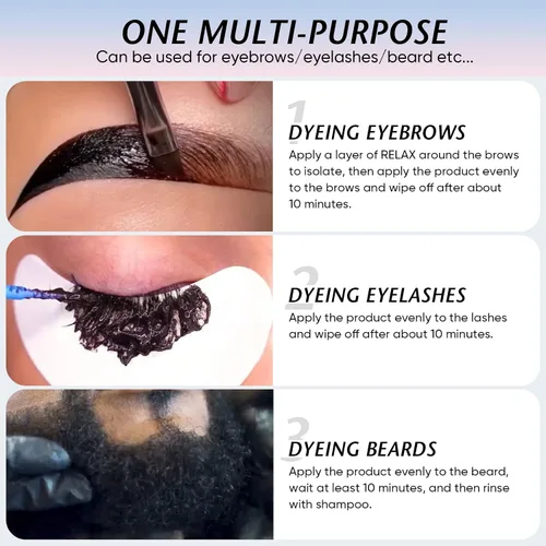 Vista 4 de Kit de color de pestañas, kits de color de pestañas negras, color instantáneo para el cabello con efectos naturales, 0.5 onzas líquidas de queratina