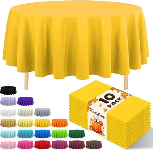 Vista 51 de Paquete de 10 manteles desechables de plástico premium de 54 x 108 pulgadas, mantel rectangular para mesa, para cumpleaños, bodas, Navidad, Beige