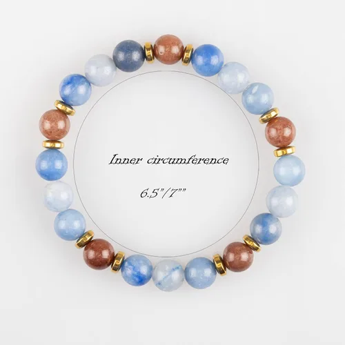 Vista 3 de Pulseras de cristal con cuentas de Charka para mujer, hechas a mano con aventurina verde de 0.315 pulgadas (0.315 in), pulseras de piedra de cristal