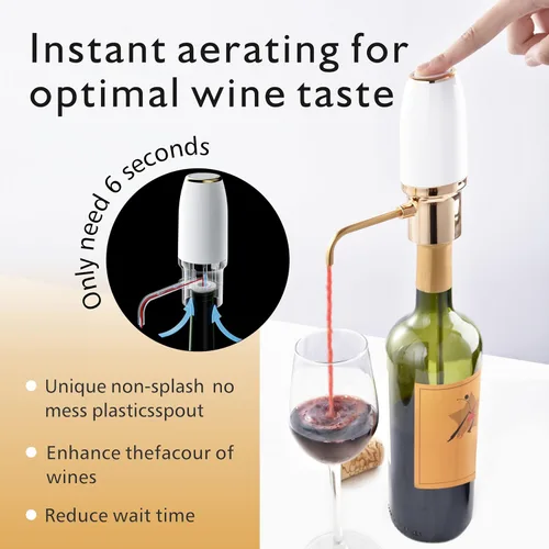 Vista 3 de aireador de vino eléctrico, aireador de vino, decantador de vino eléctrico, caño vertedor aireador de vino, dispensador de vino, accesorios de vino