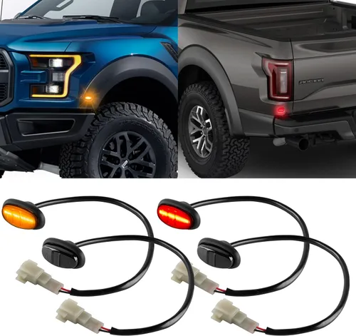 Vista 8 de POPMOTORZ Conjunto de Luces Marcadoras Laterales LED para Guardabarros, 2 Piezas de Luces Ámbar Delanteras para Ensanchadores de Guardabarros y 2