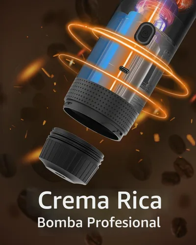Vista 3 de Cafetera eléctrica portátil, cafetera de coche para viajes y campamento, cafetera a batería compatible con café molido y cápsulas NS, color negro