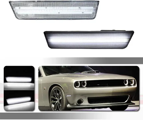 Vista 13 de juego completo de luces led amber transparentes compatibles con 2008 2009 2010 2011 2012 2013 2014 Dodge Challenger R/T Classic Rallye Redline SRT8