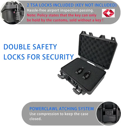 Vista 4 de Funda para pistola con cerradura - Estuche de viaje para pistola con 2 cerraduras TSA incluidas, Estuche de transporte para pistola de carcasa dura
