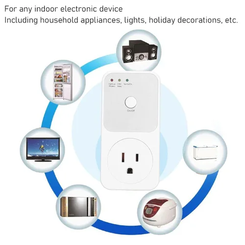 Vista 3 de Protector de voltaje para refrigerador, enchufe de relé, rango de 80 V-150 V, retardo de 5 a 6 minutos, material de PC, enchufe estadounidense