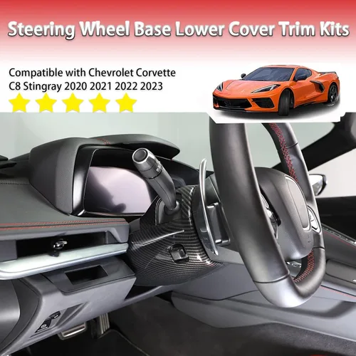 Vista 2 de Cubierta inferior para base de volante compatible con Chevrolet Corvette C8 Stingray 2020-2023 ABS 2020-2023, accesorios de moldura