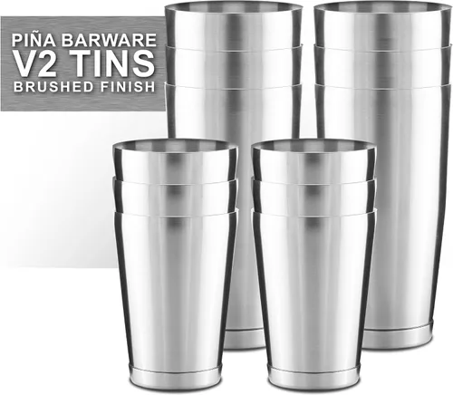 Vista 2 de Set de Coctelera Boston de Acero Inoxidable Piña Barware para Bar Comercial - 800 ml y 500 ml / Acabado Cepillo (V2-1 Par)