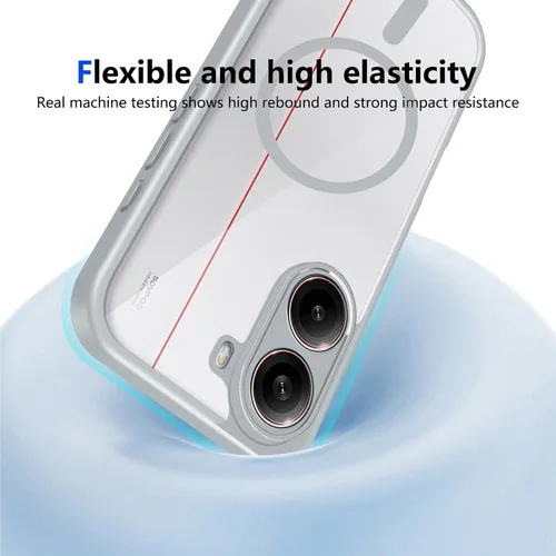 Vista 114 de Funda magnética transparente compatible con Xiaomi 17T, color negro 2 en 1 PC + TPU cubierta de teléfono a prueba de golpes, carcasa protectora
