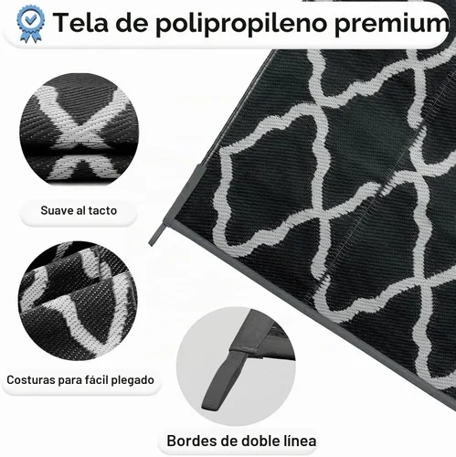Vista 5 de OutdoorLines - Alfombra de plástico de exterior, 4 x 6 pies, reversible, resistente a manchas y a rayos ultravioleta, para campamento, terraza