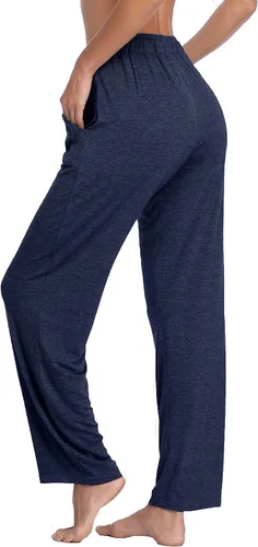 Vista 17 de Pantalones largos de modal, cómodos, con cordón ajustable, sueltos, de pierna recta, para yoga, correr, hacer deporte, con bolsillos