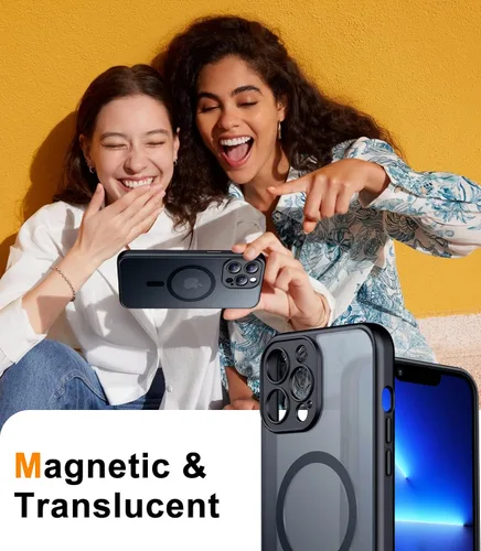 Vista 7 de Red2Fire Funda magnética para iPhone 13 Pro Max, protección completa mejorada de la cámara, compatible con MagSafe, funda protectora translúcida