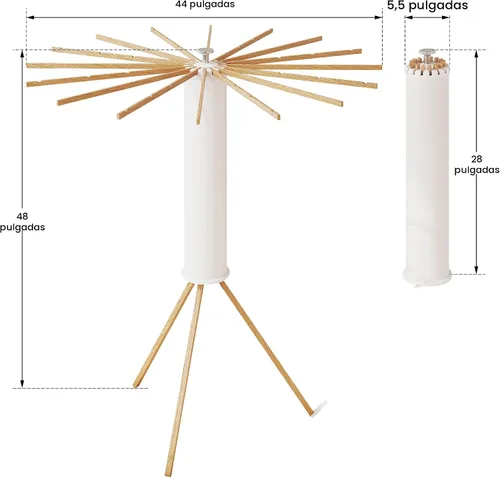 Vista 2 de BOQORAD Tendedero plegable para ropa (16 postes de madera), perchero plegable, plegable, retráctil