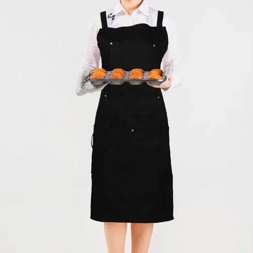 Vista 5 de Waterproof Canvas Chef Apron with Multiple Pockets, Thick Sturdy Cooking Work Apron for Men and Women, Suitable for Nail Salon, Kitchen, Restaurant