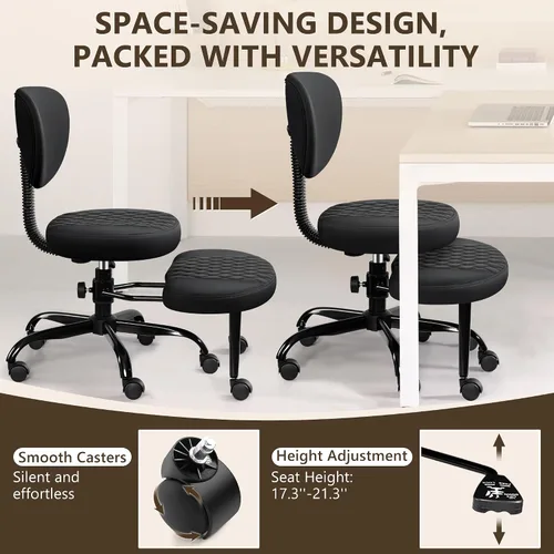 Vista 7 de AtHope - Silla de oficina ergonómica con patas cruzadas con ruedas - Altura ajustable para meditación, escritorio para TDAH y yoga - Diseño ancho