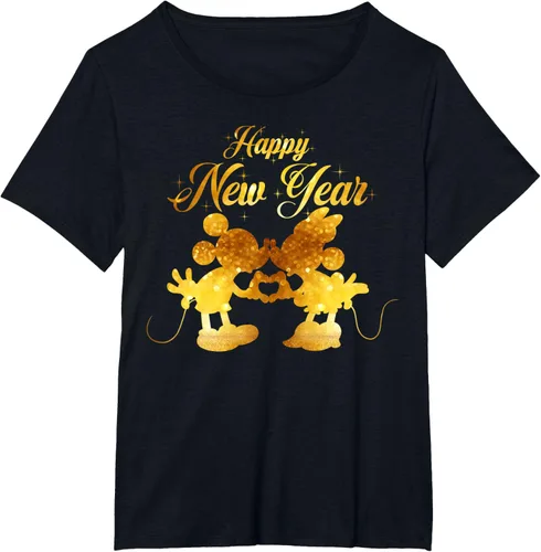Vista 25 de Disney Camiseta de Año Nuevo Mickey & Minnie Happy New Year Silhouette, Negro