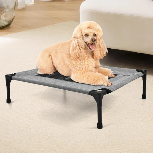 Vista 13 de Cama elevada para perros al aire libre, cuna elevada portátil con refrigeración, cama lavable para mascotas, perros pequeños, color negro