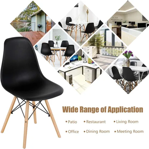 Vista 8 de GOFLAME DSW - Juego de 2 sillas de comedor, sillas de plástico con patas de madera, sillas sin brazos de estilo moderno para sala de estar, cocina