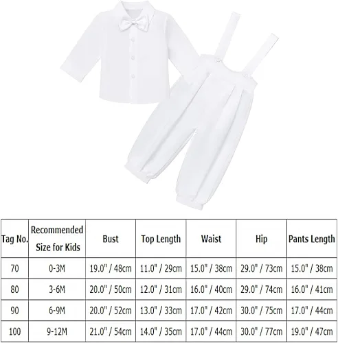 Vista 7 de Conjunto de traje formal para bebés y niños, camiseta de manga corta con lazo, tirantes, pantalones cortos, trajes de esmoquin para boda, ropa
