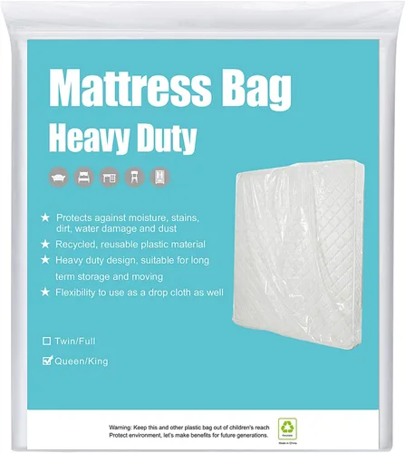 Vista 7 de HOMEIDEAS - Bolsa para colchón de alta resistencia de 3 mil de grosor para mudanza, bolsa para almacenamiento de colchón, bolsa para desecho