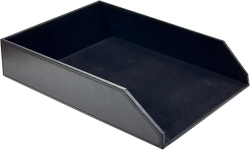Vista 8 de UnionBasic Bandeja apilable de papel para documentos, bandeja organizadora de archivos de escritorio de piel sintética, color negro