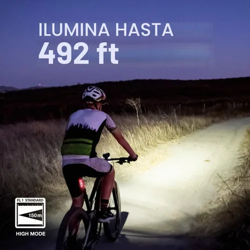 Vista 8 de Energizer Luz recargable X400 para bicicleta, IPX4 resistente al agua, diseño compacto y ligero, luz de clip frontal y luz LED trasera