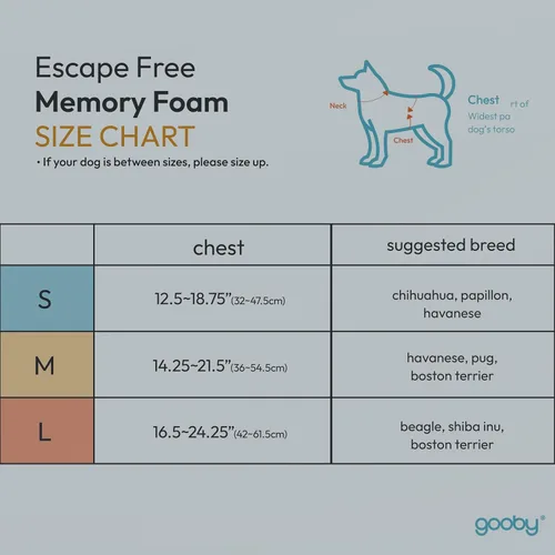 Vista 3 de Arnés de goma espuma con memoria Gooby Escape Free - Azul, pequeño - Arnés para perros sin tirón, de entrada fácil, con ajuste de cuatro puntos