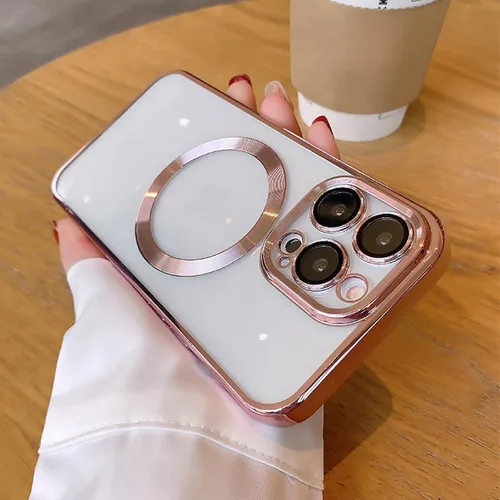 Vista 47 de Funda magnética transparente compatible con iPhone 11, lujosa funda MagSafe transparente a prueba de golpes con protector completo de lente