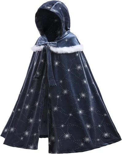 Vista 3 de Capa con capucha de lujo para niñas 2023 para disfraz de princesa Elsa