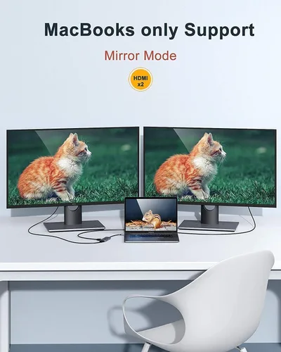 Vista 4 de Estación de acoplamiento USB C a adaptador HDMI dual, MOKiN USB C Hub Dual HDMI Monitores para Windows, adaptador USB C con HDMI dual, 3 puertos