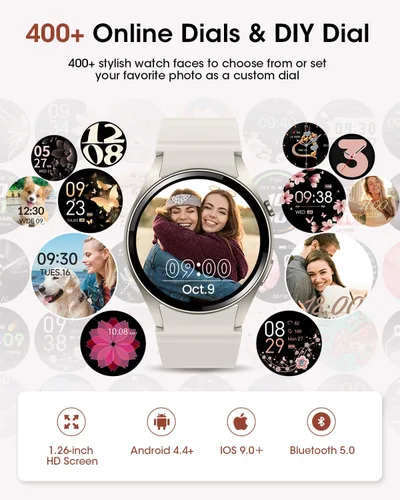 Vista 7 de Relojes inteligentes para mujeres/hombres (hacer llamadas), reloj inteligente de fitness con monitor de frecuencia cardíaca, SpO2/sueño, podómetro