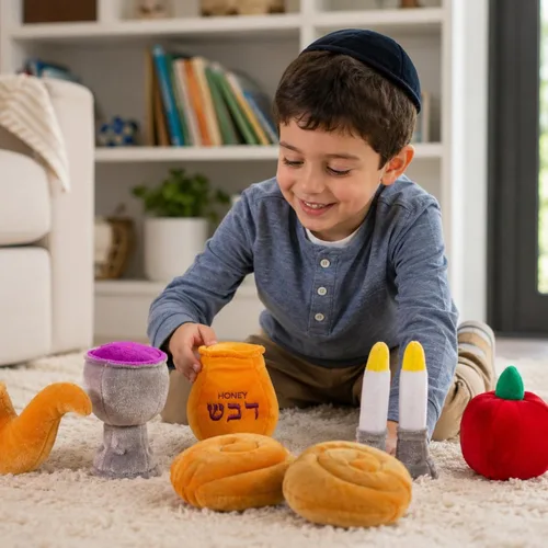 Vista 8 de Rite Lite My Soft Rosh Hashanah - Juego de regalo de Año Nuevo judío, regalos de fiesta de Shana Tova, caja de juego de felpa divertida y educativa