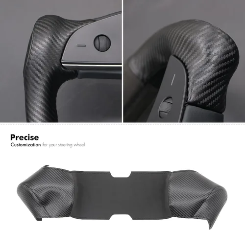 Vista 4 de MEWANT Fundas de volante para volante estilo yugo para Tesla Model S 2021-2023/Model X 2021-2023