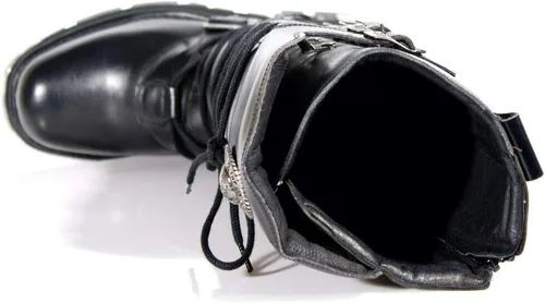 Vista 7 de New Rock Newrock 272 - Botas de piel con hebilla para botas góticas, color negro
