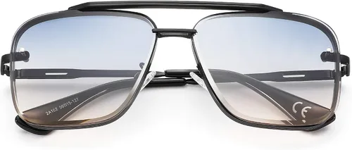 Vista 3 de Pro Acme Navigator Gafas de sol para hombres y mujeres piloto cuadrado doble puente metal Sunnies con lentes mejoradas